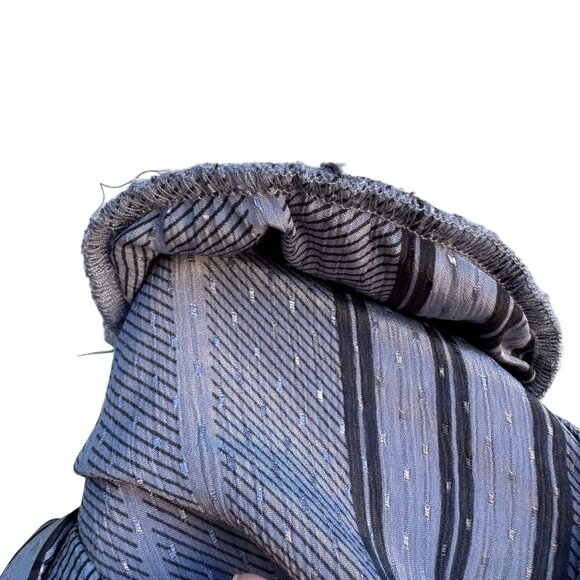 The Great American Short Story Vintage 70s Gray Striped Bow Puff Sleeve Blouse M - Picture 10 of 10